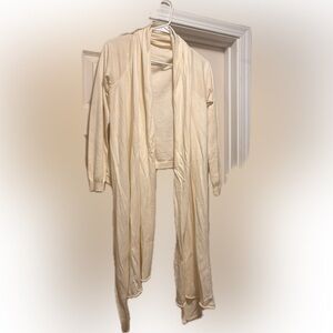 Moda International Cream, cotton & cashmere cardigan sweater/wrap. Size M.